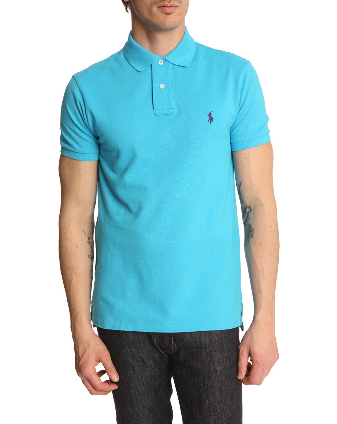 Foto Polo slim fit azul Delray