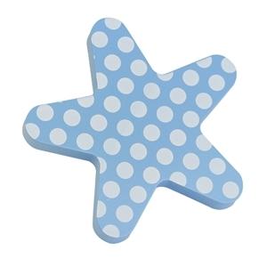 Foto Pomos Tiradores estrella madera lacada azul puntos mueble bebes