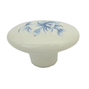 Foto Pomos Tiradores ovalado porcelana blanca flor azul mueble