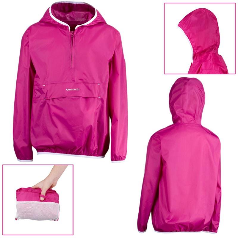 Foto poncho impermeable quechua raincut junior rosa talla 8/10 años