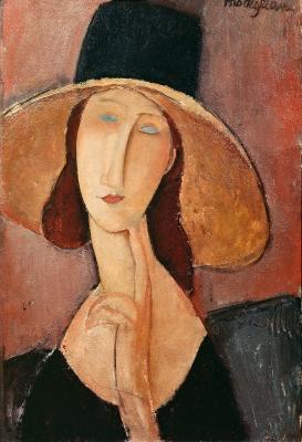 Foto Portrait of Jeanne Hebuterne in a large hat,.. - Art Print