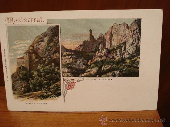 Foto postal de montserrat, n 4, litografia m pujadas, cueva de la vi