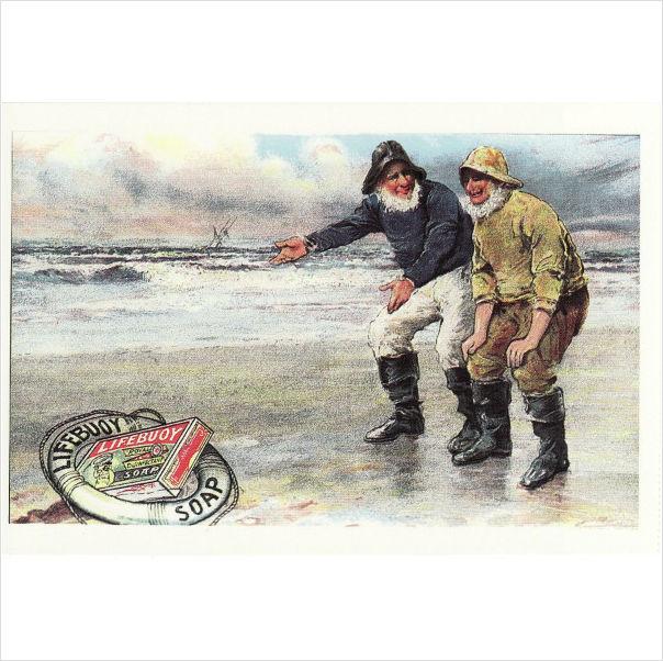 Foto Postcard Advert Lifebuoy Soap Edwardian Advertisement Sailor Fishermen Beach Sea