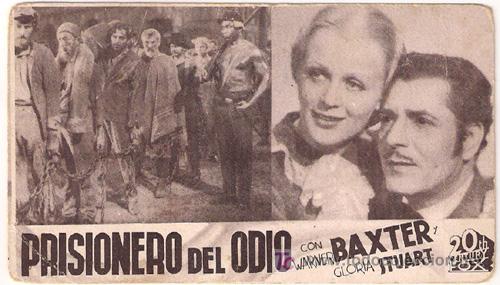 Foto pr5 prisionero del odio programa tarjeta 20th century fox warner
