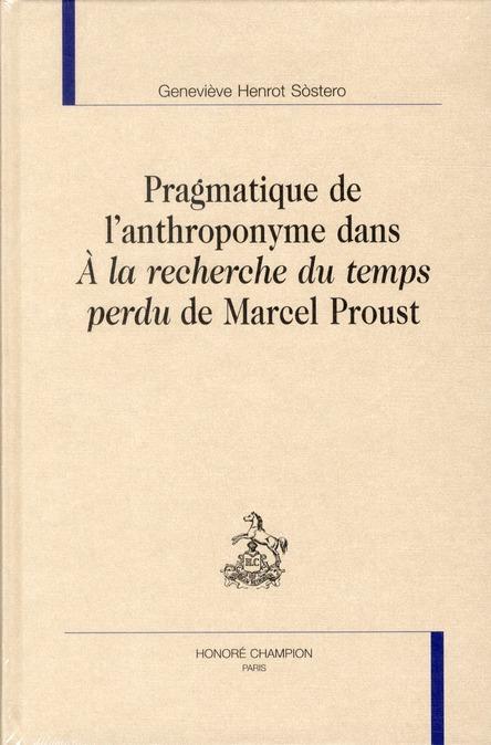 Foto Pragmatique de l'anthroponymie dans A la recherche du temps perdu de Marcel Proust