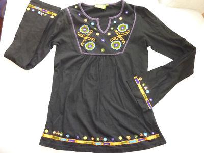 Foto Preciosa Camiseta Hhg Negra  Con Bordados Talla S 36/38