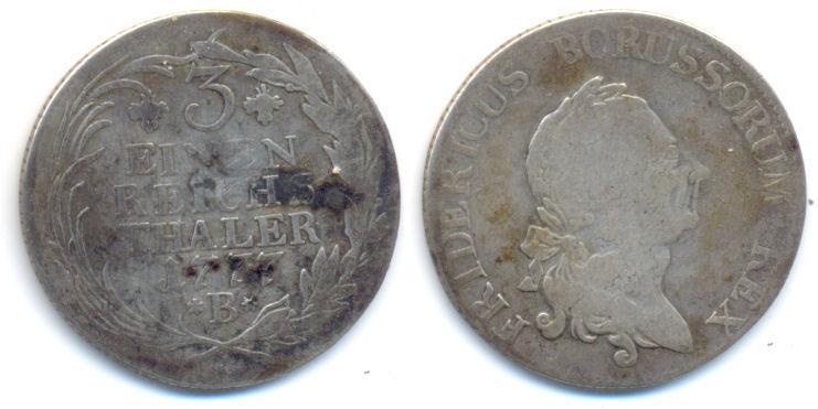 Foto Preussen: Friedrich Ii , 1740-86 1/3 Taler 1777 B Breslau