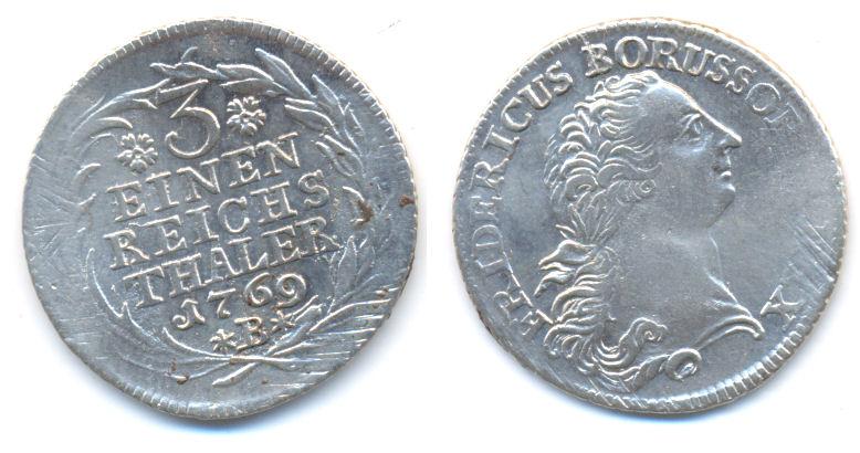 Foto Preussen: Friedrich Iii , 1740-1786 1/3 Taler 1769 B Breslau