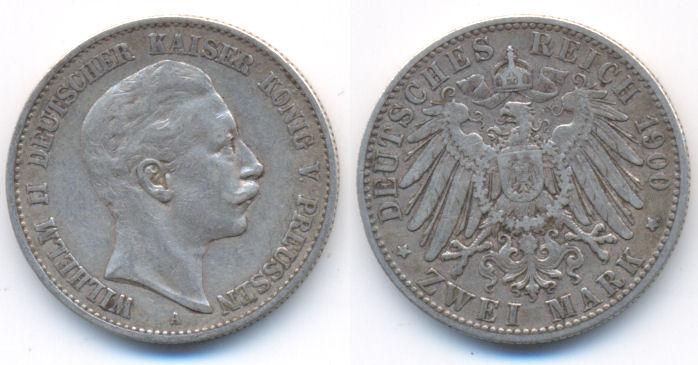 Foto Preussen: Wilhelm Ii , 1888-1918 2 Mark 1900 A