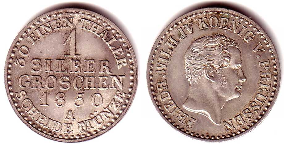 Foto Preussen 1 Silbergroschen 1850 A
