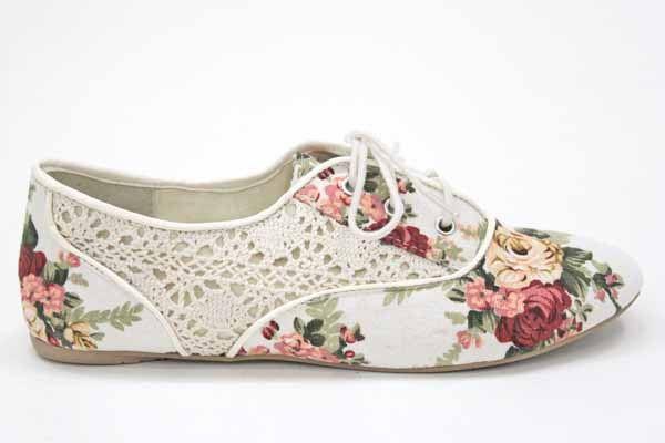 Foto PRIMROSE Vintage Floral Jazz Shoes NATURAL Size: 4