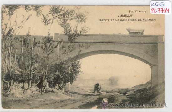 Foto (ps 7704)postal de jumilla(murcia) puente en la carretera de agra