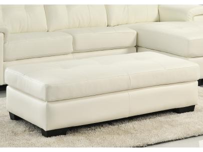 Foto Puf Piel Reconstituida Jackson - Blanco