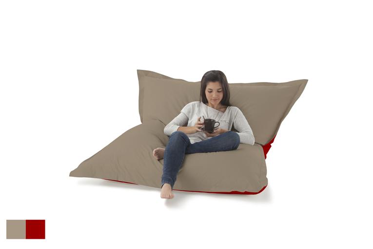 Foto Puff Big Bicolor Taupe Rojo