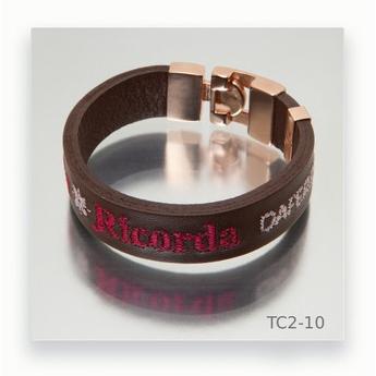 Foto Pulsera Cuero Marrón Daferro Guarda and Ricorda Rosa
