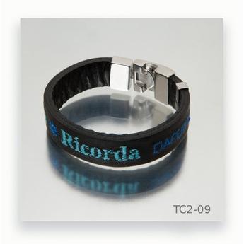Foto Pulsera Cuero Negro Daferro Guarda and Ricorda Azul