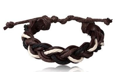 Foto Pulsera De Cuero Y Cuerda Trenzada Ajustable P51