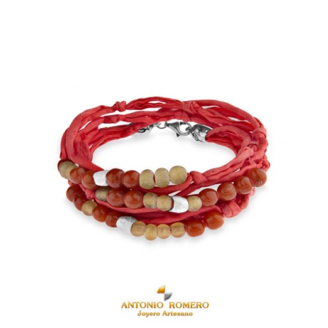 Foto Pulsera plata seda y cristal Plata de Palo sk7