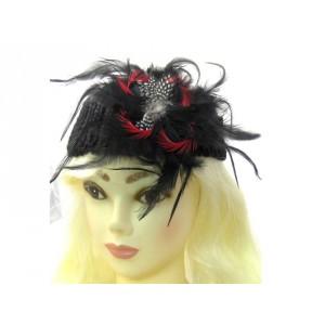 Foto punto negro banda para la cabeza - decoración de plumas de banda :rojo