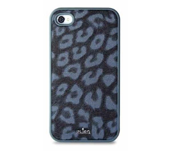 Foto Puro Carcasa Leopardo negra de piel sintética para iPhone