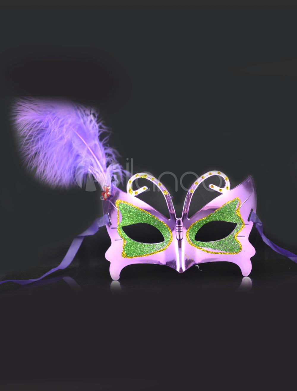 Foto Purple Butterfly estilo pluma máscara plástica