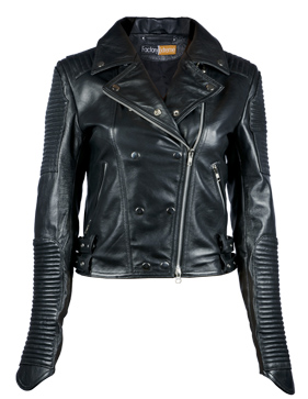 Foto Quilted Channel Stripes Black Biker Women’s Leather Jacket