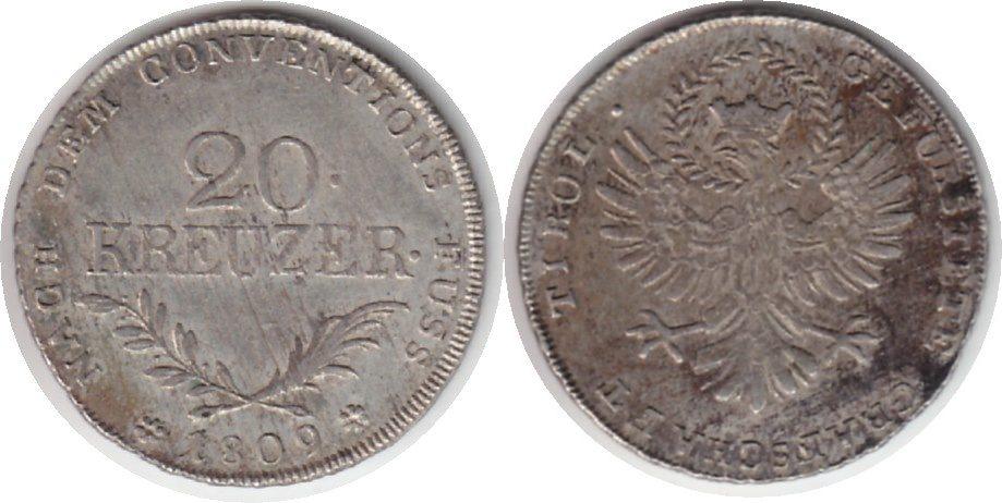 Foto Römisch deutsches Reich 20 Kreuzer 1809
