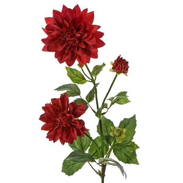 Foto Rama flores dalias artificiales rojas 85