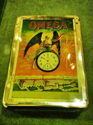 Foto Rare Omega Vintage Tin Box Boîte En Fer Blanc Scatola Latta Tin Kutxa Caja Lata