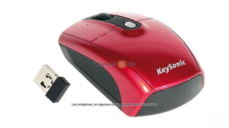 Foto Ratón wireless mini laser USB Keysonic KSM-1000 RFM Rojo