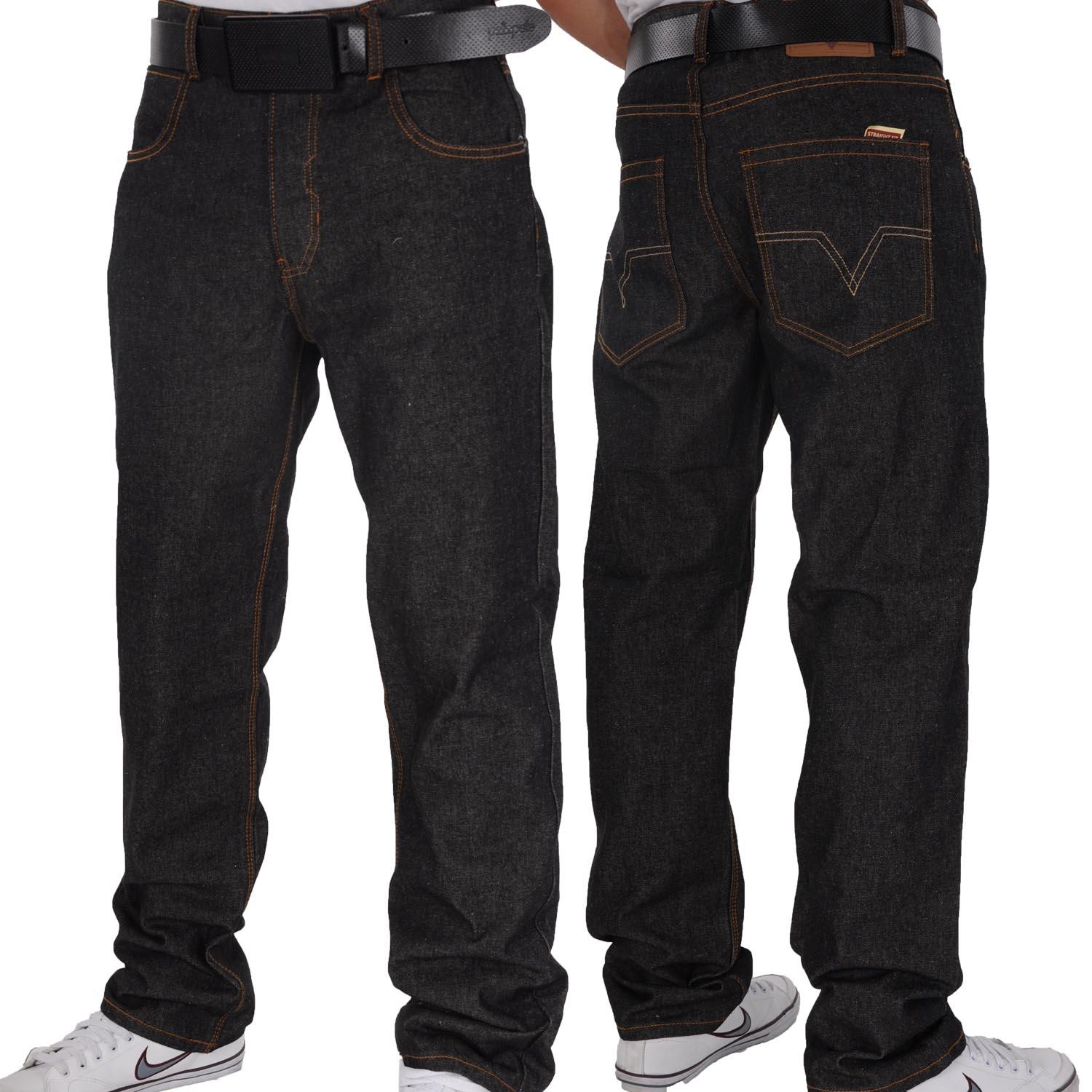 Foto Raw Blue Basic Hombres Straight Fit Jeans Negro