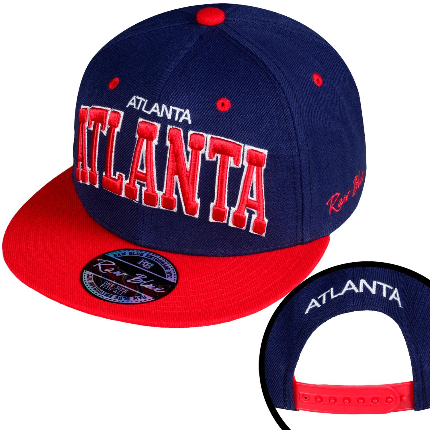 Foto Raw Blue Cityline Atlanta Hombres Snapback Cap De Color Azul Oscuro...