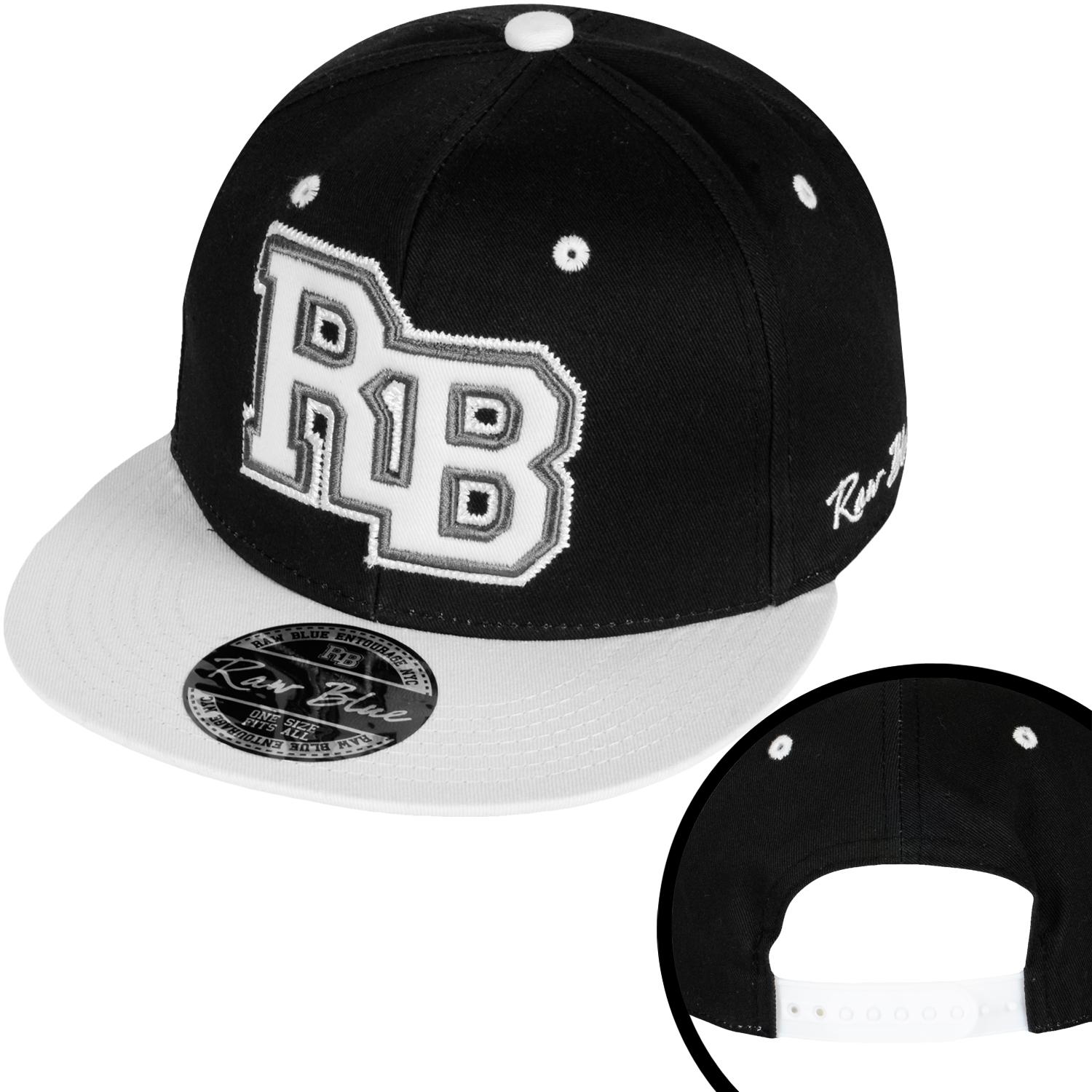Foto Raw Blue Rb-letterpatch Hombres Snapback Cap Negro Blanco