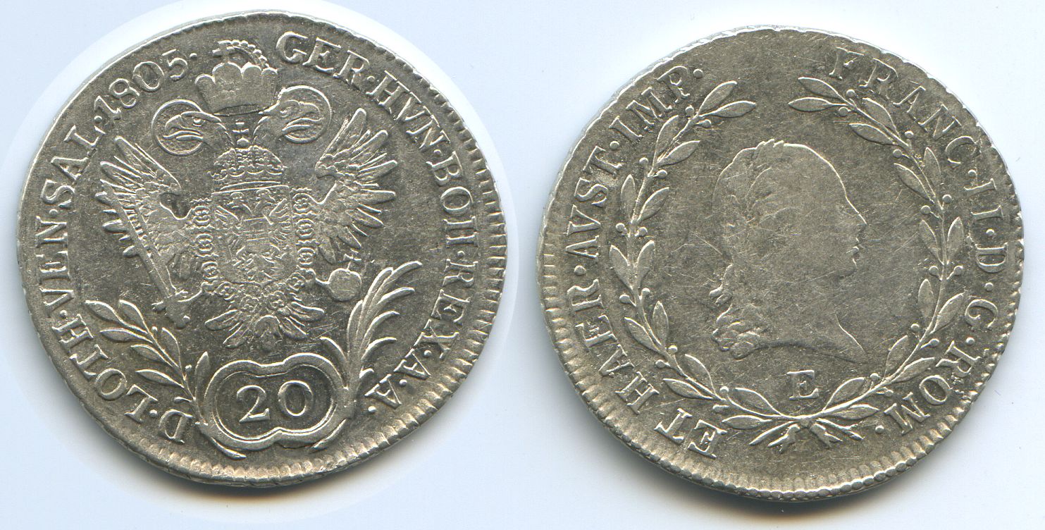Foto Rdr Österreich Siebenbürgen 20 Kreuzer 1805 E