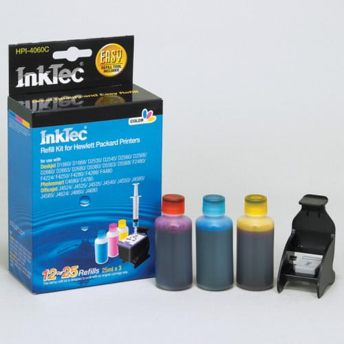 Foto Recarga InkTec para cartuchos HP 300, 300xl y HP901. 3 Colores. 25ml x