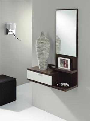 Foto Recibidor con 1 cajon + espejo en wengue y blanco
