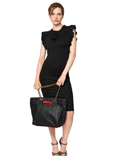 Foto red valentino vestido ajustado de jersey con olanes