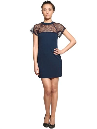 Foto red valentino vestido de algodón jersey y encaje