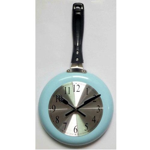 Foto Reloj cocina sarten azul celeste 38x20x4.50 cm