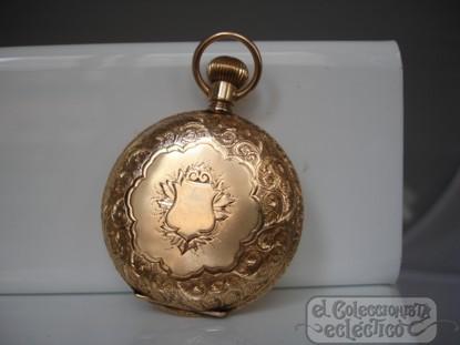Foto reloj de bolsillo. elgin. remontoir. oro 14k. grabados vegetales. usa