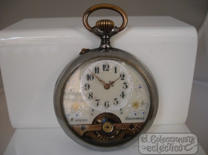 Foto reloj de bolsillo. hebdomas 8 días cuerda. acero cromado. 1º siglo xx
