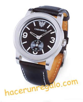 Foto reloj de hombre en acero con correa negra caramelo  steel man watch with strap