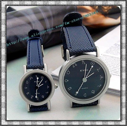 Foto reloj de los amantes de la manera, venda w unisex del cuero del reloj del cuarzo del reloj de los pares