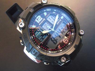 Foto reloj de lujo hombre deportivo dual formato alarma,crono luz anike ak1162 negro