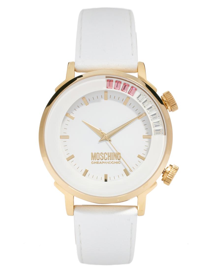 Foto Reloj de mujer con correa de cuero de Moschino Blanco