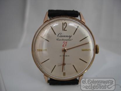 Foto reloj de pulsera. cauny centenario 21. chapado en oro. suiza. años 50