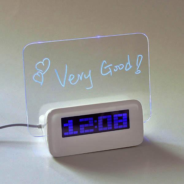 Foto Reloj Despertador Tablero Luminoso Escribir Mensajes Multifunción USB