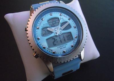 Foto Reloj Dual De Lujo Emc B113 Hombre Grande Azul Format Double Montre De Luxe