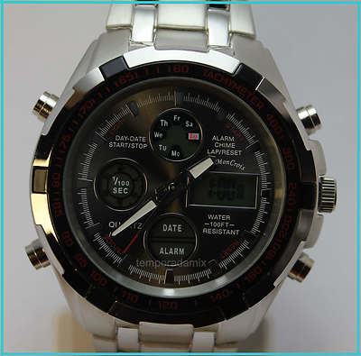 Foto reloj eve mon crois lujo hombre grande dual formato watch b
