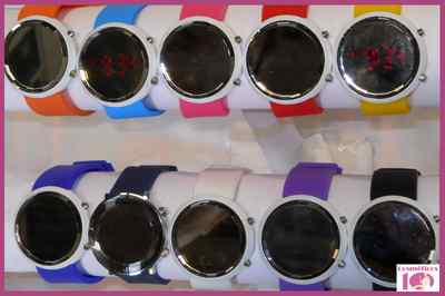 Foto reloj led digital espejo silicona colores eve mon crois alta calidad ref.248